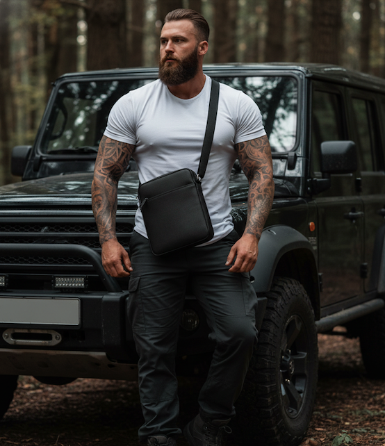 Grande Sacoche Homme avec bandoulière "Black Snow"