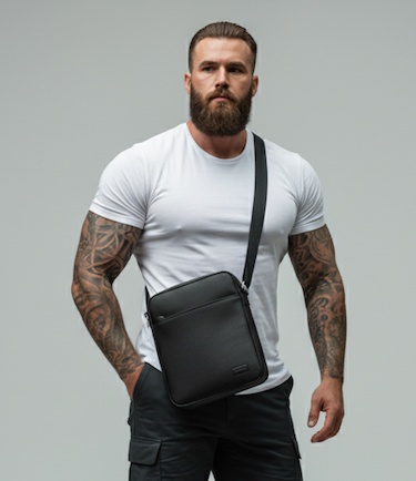 Grande Sacoche Homme avec bandoulière "Black Snow"